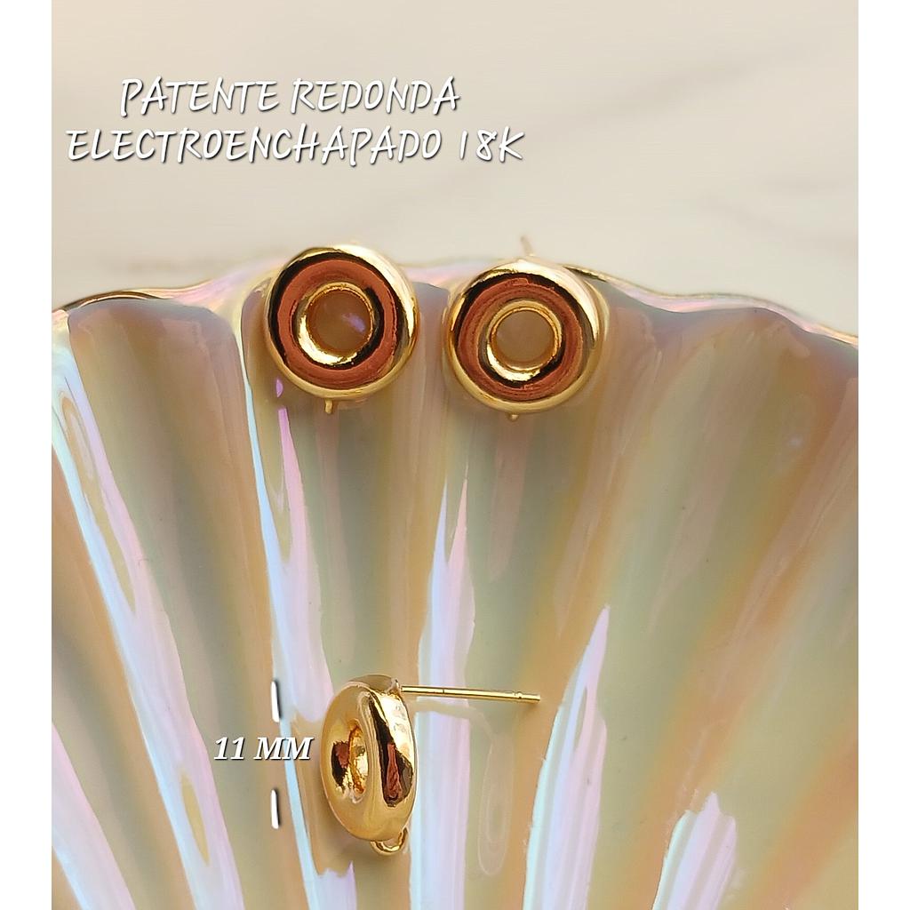 PATENTE REDONDA DE ELECTROENCHAPADO 18K 11MM