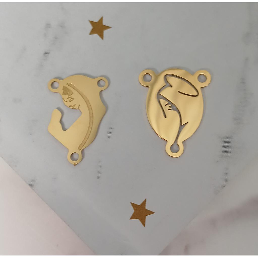 DIJE CENTROS DE ROSARIO DE VIRGEN ACERO