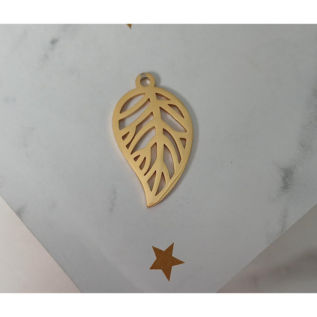 DIJE DE HOJA ACERO 22MM