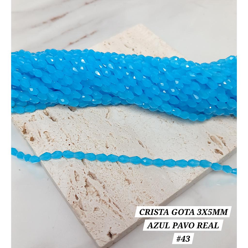 CRISTAL DE GOTA 3X5MM AZUL PAVO REAL
