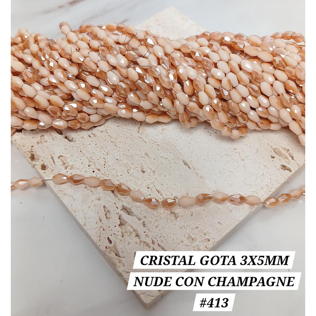CRISTAL DE GOTA 3X5MM NUDE CON CHAMPAGNE