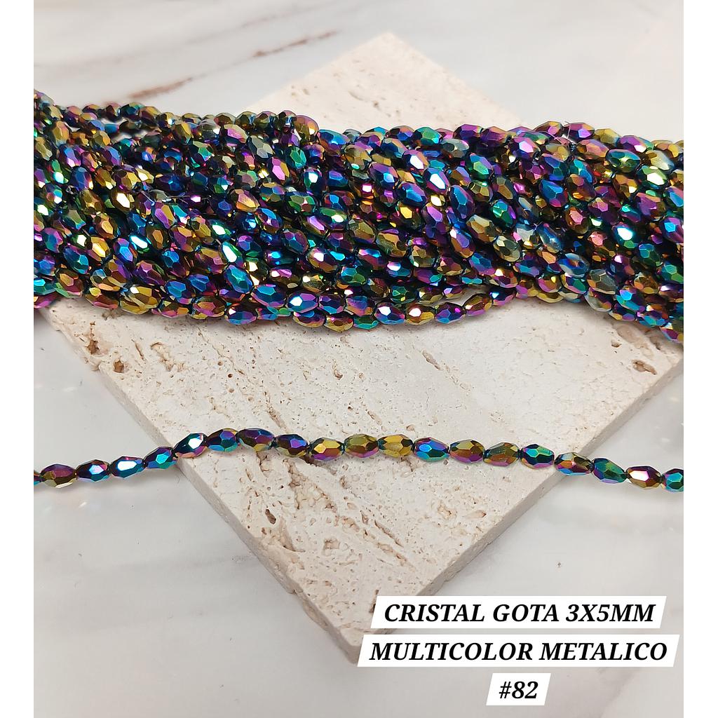 CRISTAL DE GOTA 3X5MM MULTICOLOR METALICO