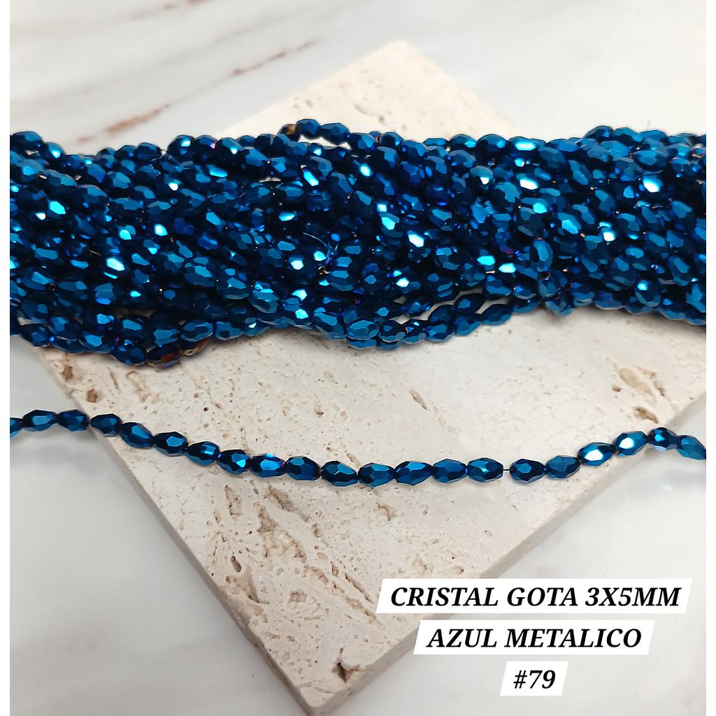 CRISTAL DE GOTA 3X5MM AZUL METALICO