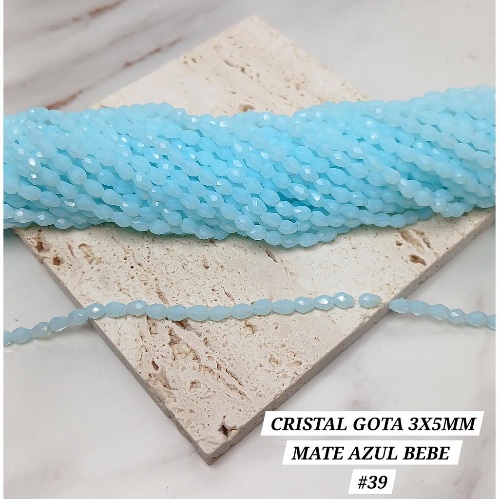 CRISTAL DE GOTA 3X5MM MATE AZUL BEBE