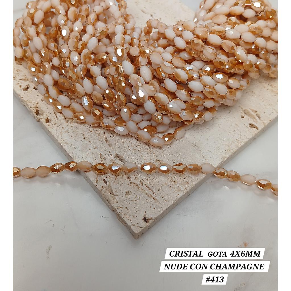 CRISTAL DE GOTA 4X6MM NUDE CON CHAMPAGNE