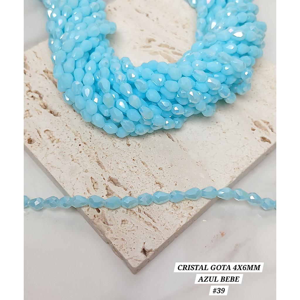 CRISTAL DE GOTA 4X6MM AZUL BEBE