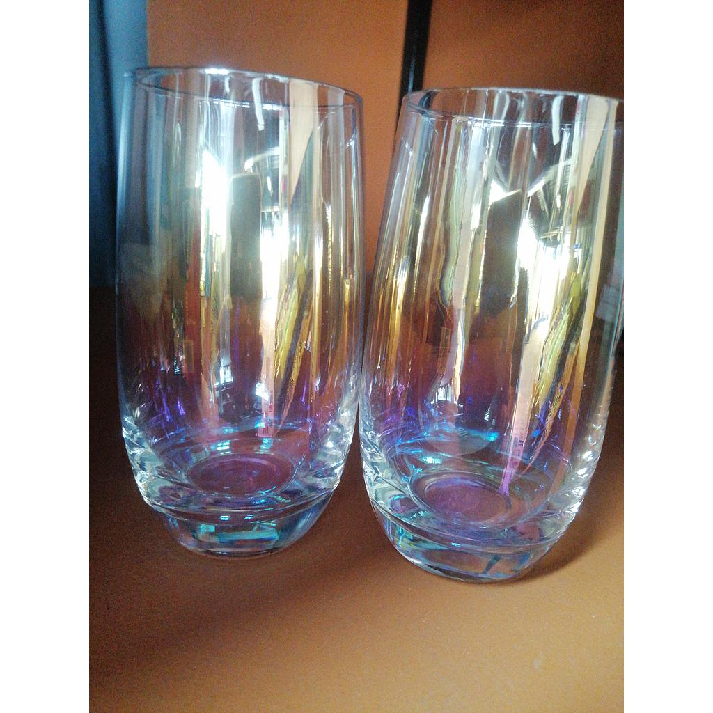 VASO DE VIDRIO TRANSPARENTE TORNASOL