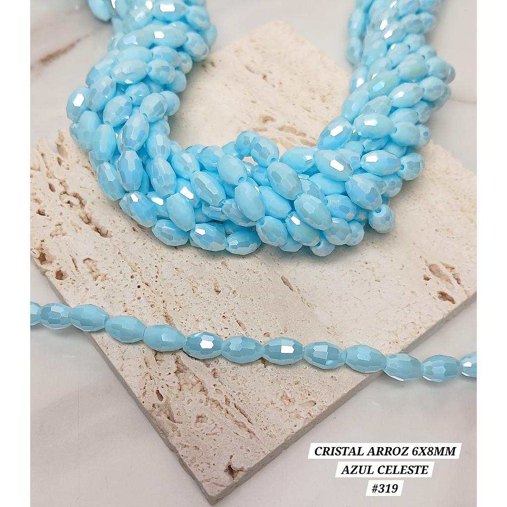 CRISTAL ARROZ AZUL CELESTE 6X8MM