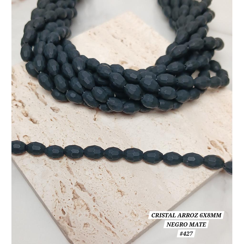 CRISTAL ARROZ NEGRO MATE 6X8MM
