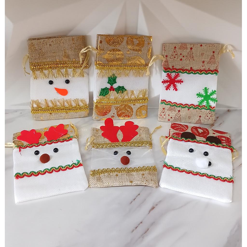 BOLSAS DE YUTE NAVIDEÑAS MEDIANA 10X14MM 6PCS