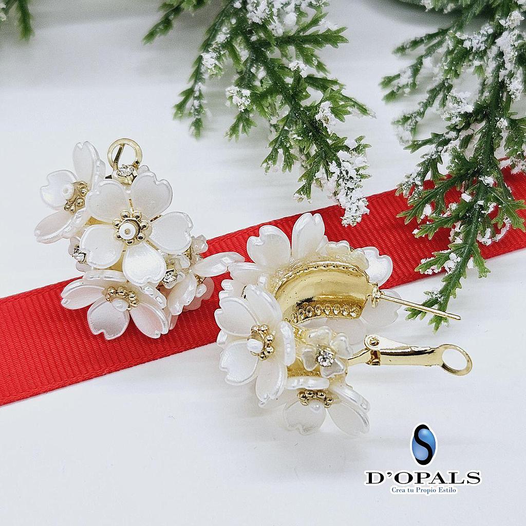 HOOPS DE PEWTER CON FLORES ACRILICAS