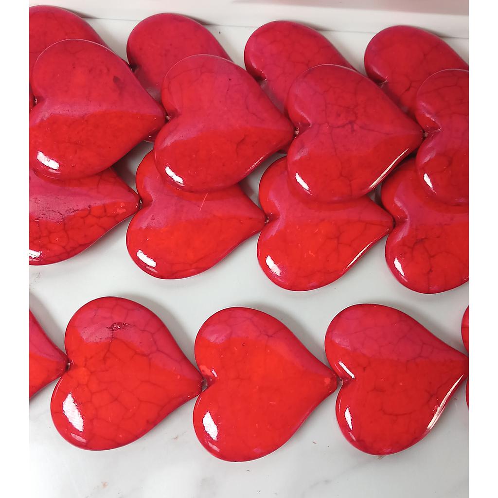 PIEDRA TURQUESA ROJA DE CORAZON 45MM