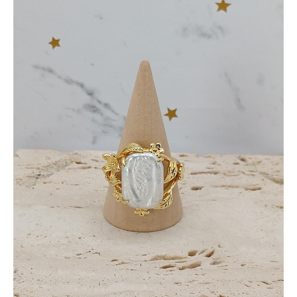 ANILLO AJUSTABLE CON PERLA BARROCA DE MICROCIRCONIA