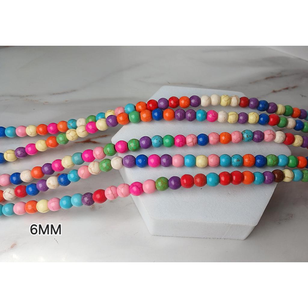 PIEDRAS TURQUESA MULTICOLOR 6MM