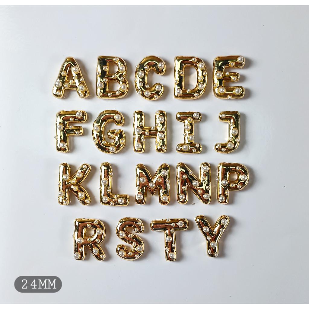 LETRAS GLOBO DE MICROCIRCONIA CON PERLAS 24MM