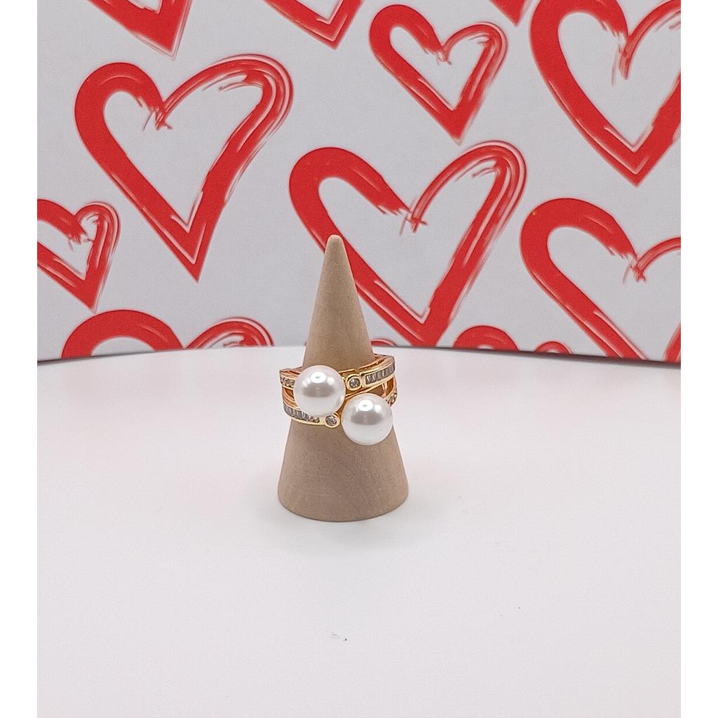 ANILLO AJUSTABLE CON PERLA DE ELECTROENCHAPADO