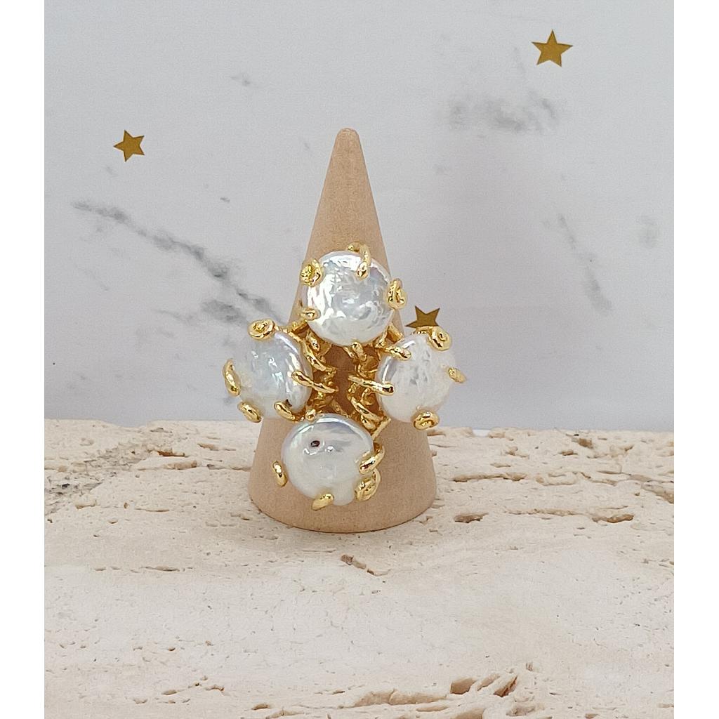 ANILLO AJUSTABLE CON PERLA BARROCA DE MICROCIRCONIA