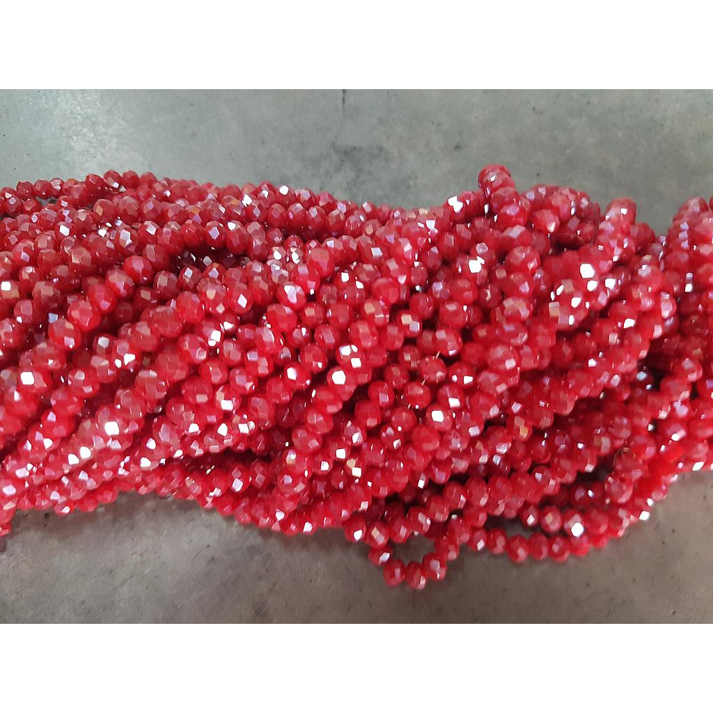 CRISTAL RONDEL ROJO CORAL 6MM
