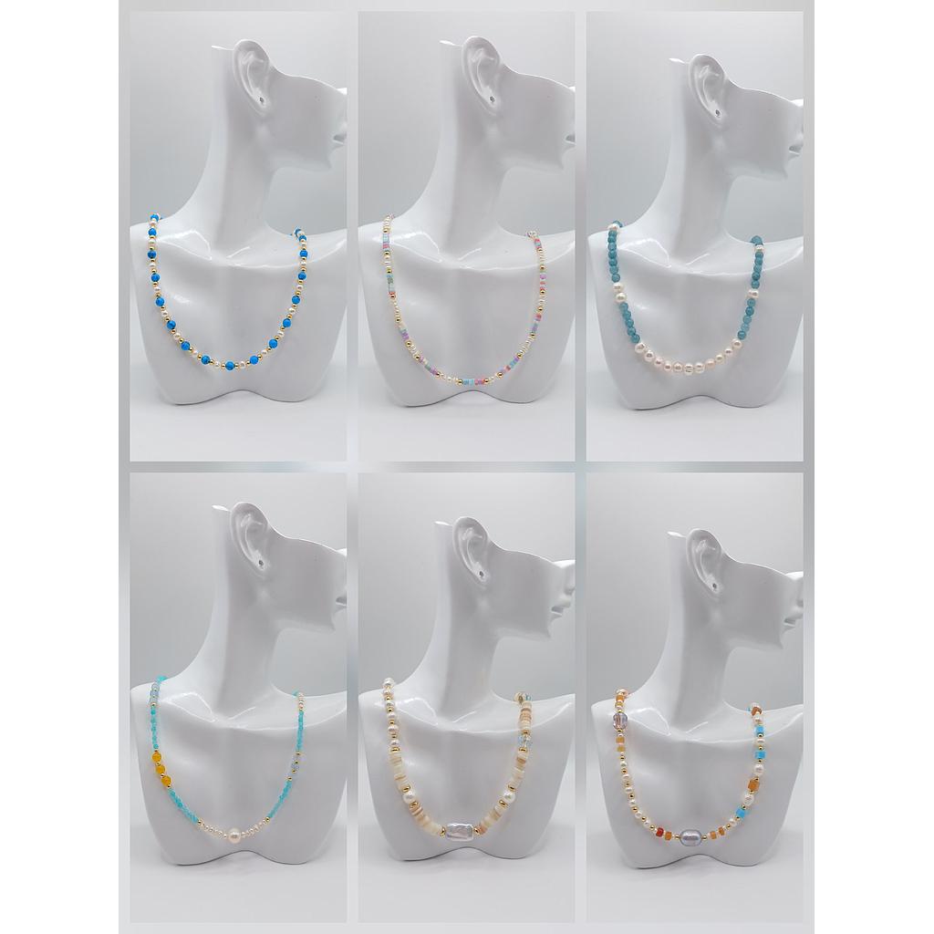 COLLARES TERMINADOS CON PERLAS Y PIEDRAS