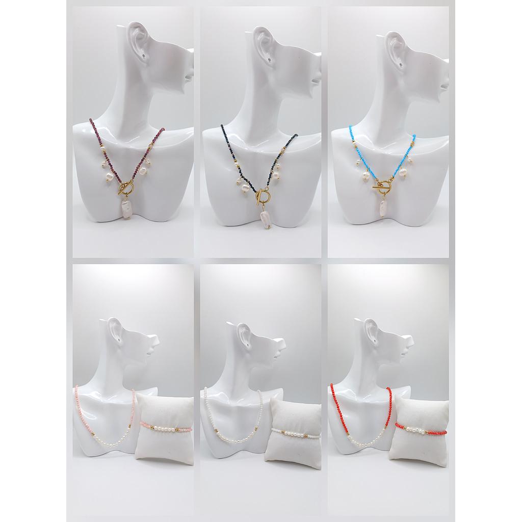 COLLARES TERMINADOS CON PERLAS Y PIEDRAS