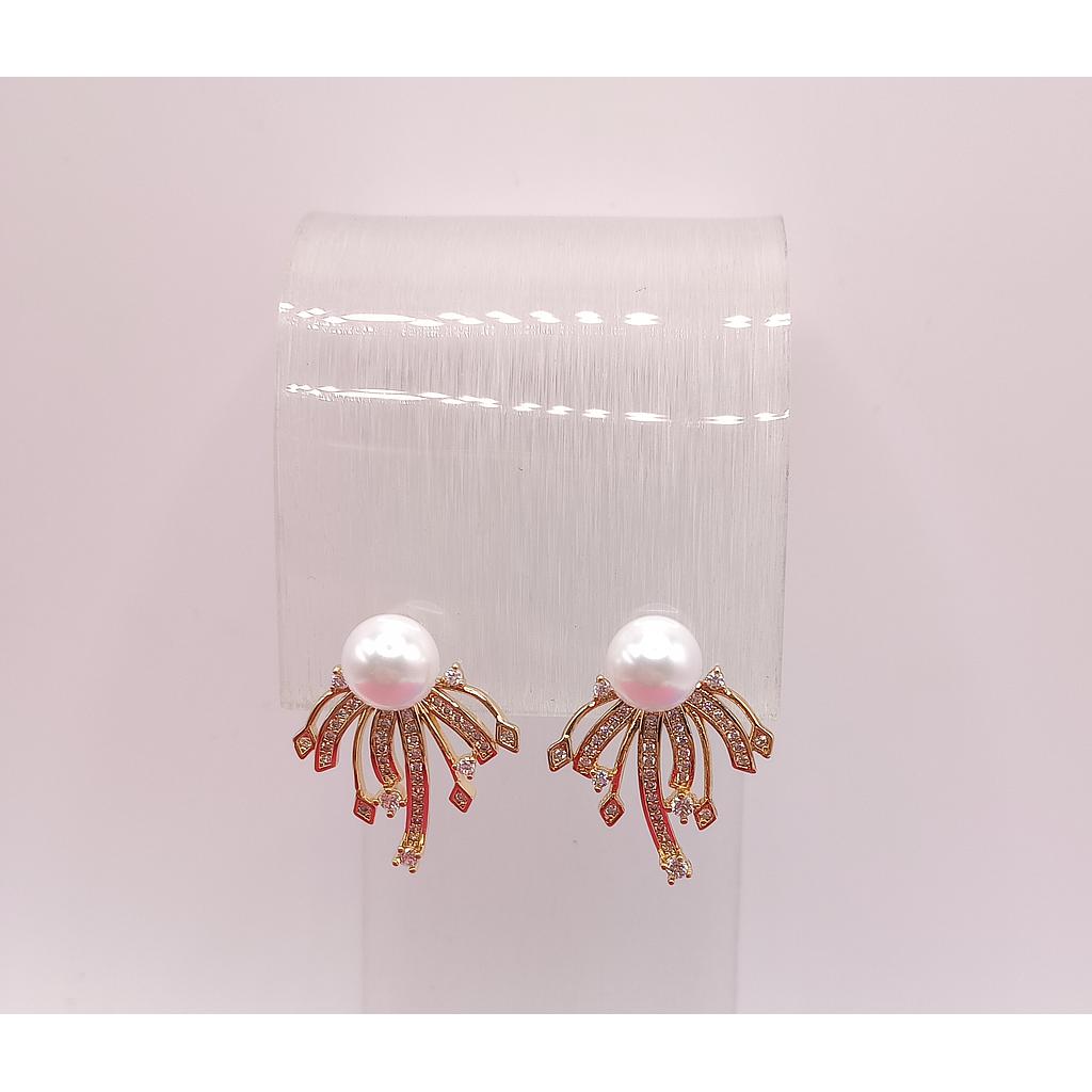 ARETE CON PERLA DE ELECTROENCHAPADO 18K