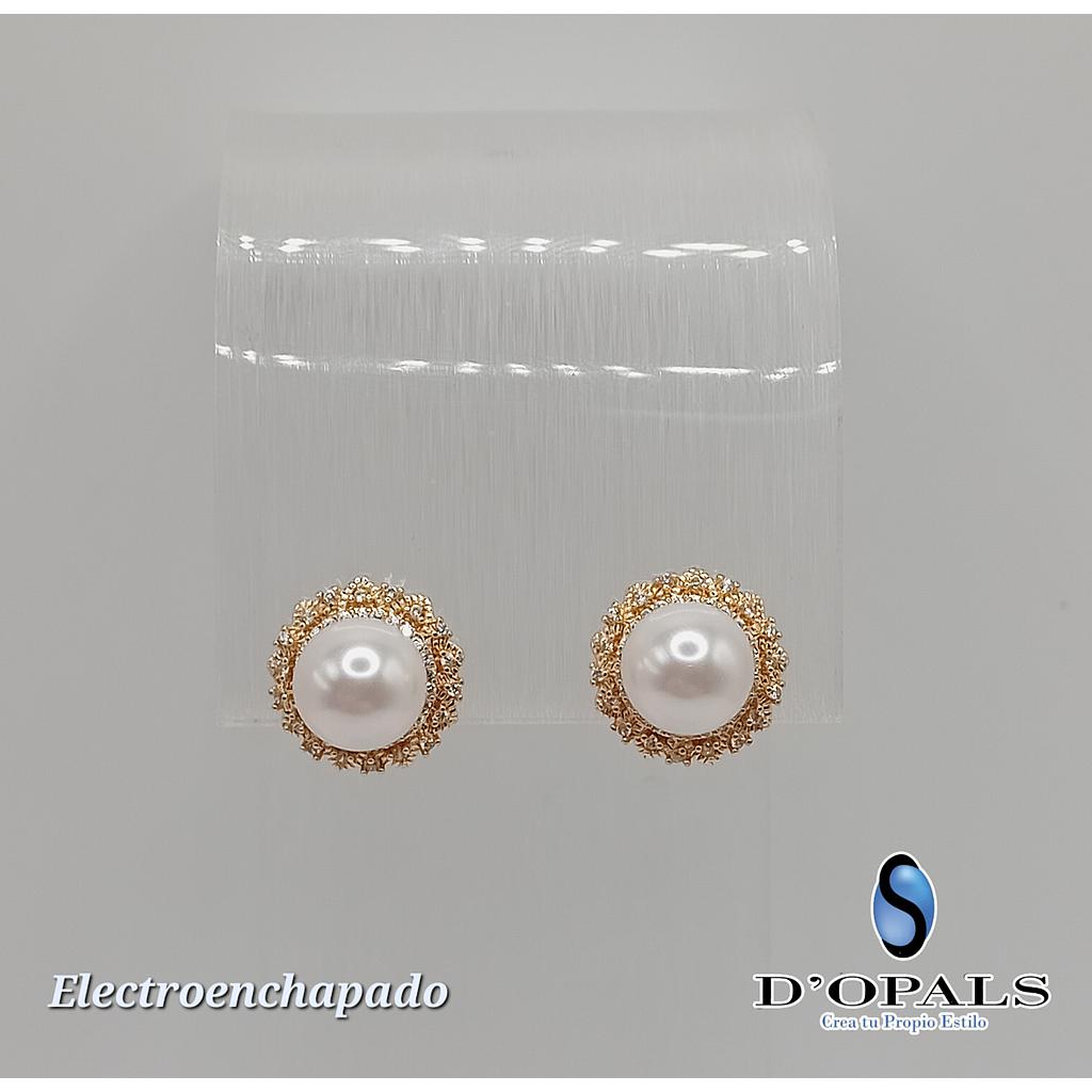 ARETE CON PERLA DE ELECTROENCHAPADO 18K 14MM