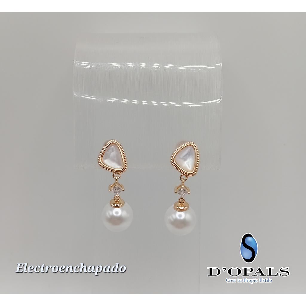ARETE CON PERLA DE ELECTROENCHAPADO 18K