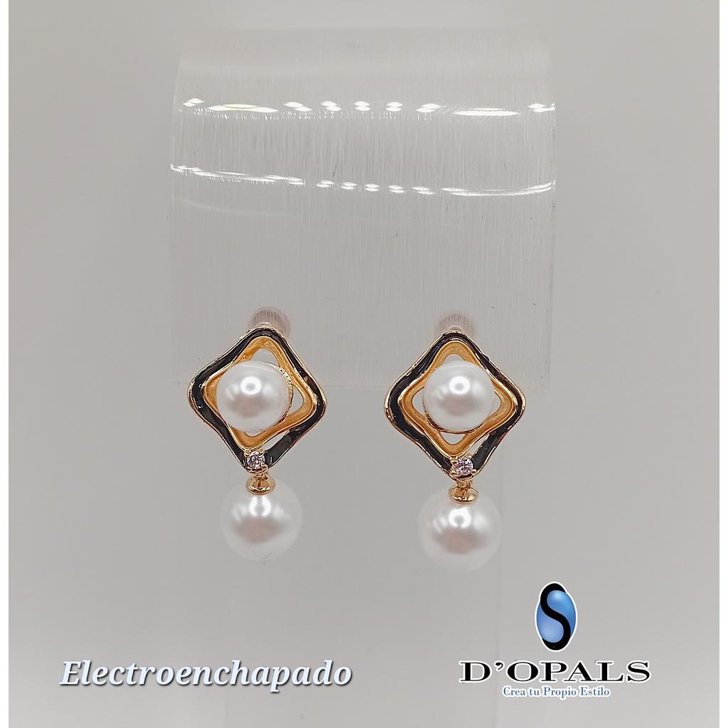 ARETE CON PERLA DE ELECTROENCHAPADO 18K