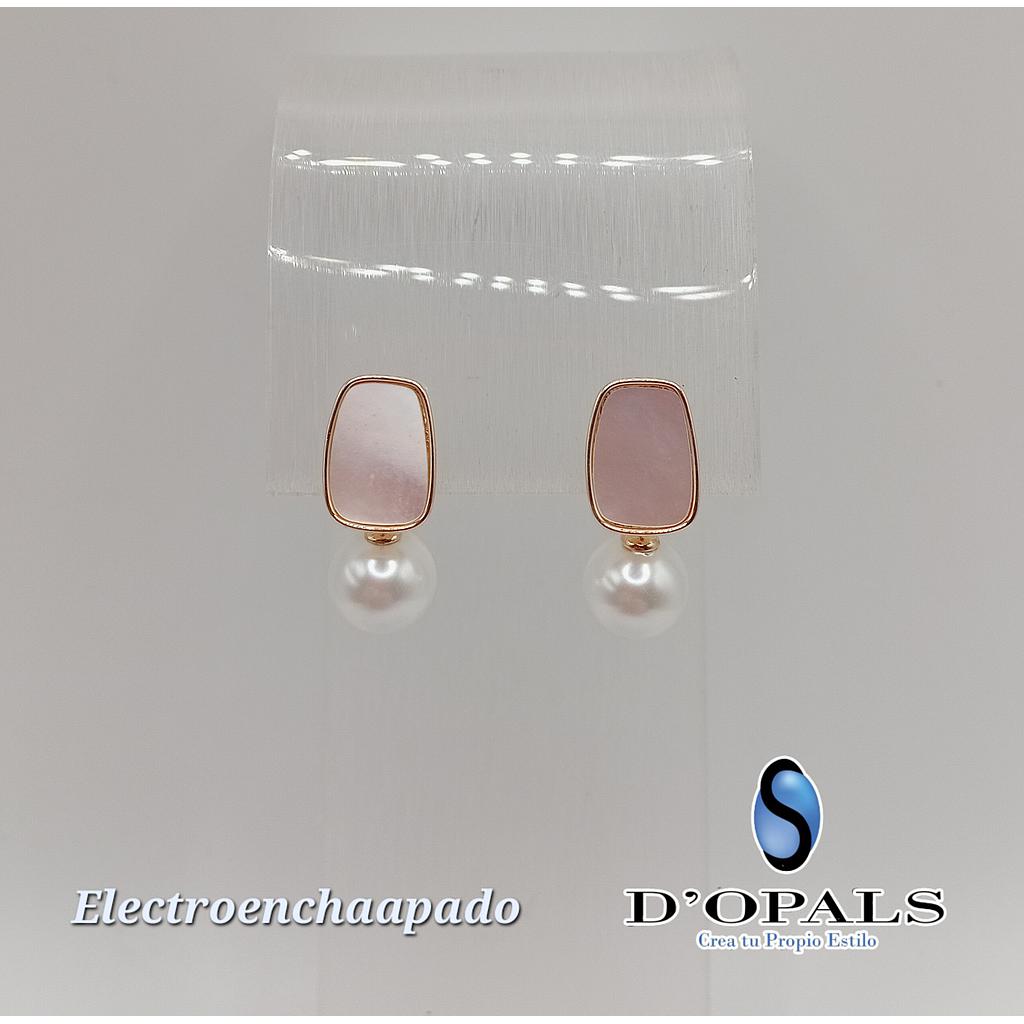 ARETE CON PERLA Y CONCHA NACAR DE ELECTROENCHAPADO 18K