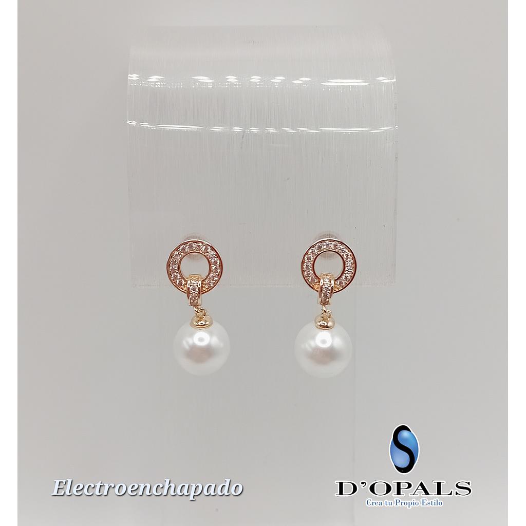 ARETE CON PERLA DE ELECTROENCHAPADO 18K
