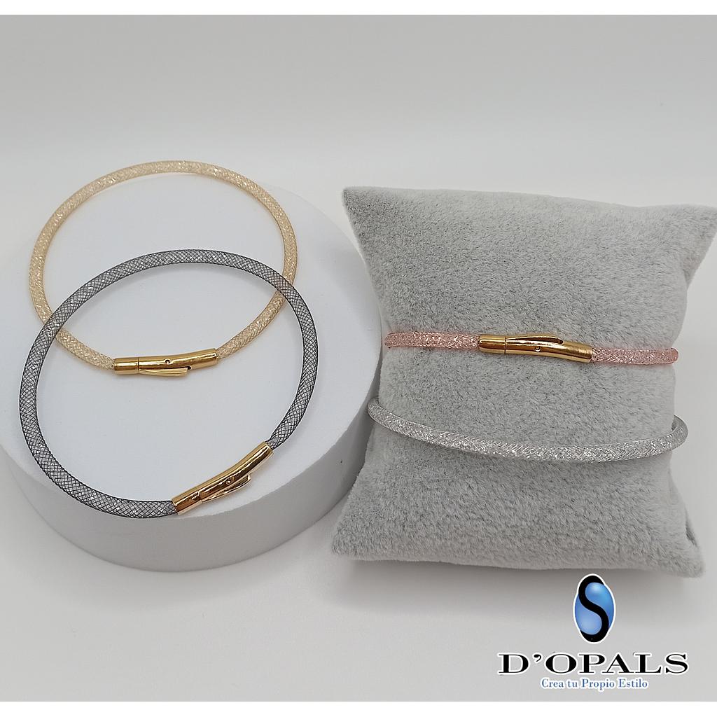 BRAZALETE DE CORDON MANGUERA CON CRISTALES