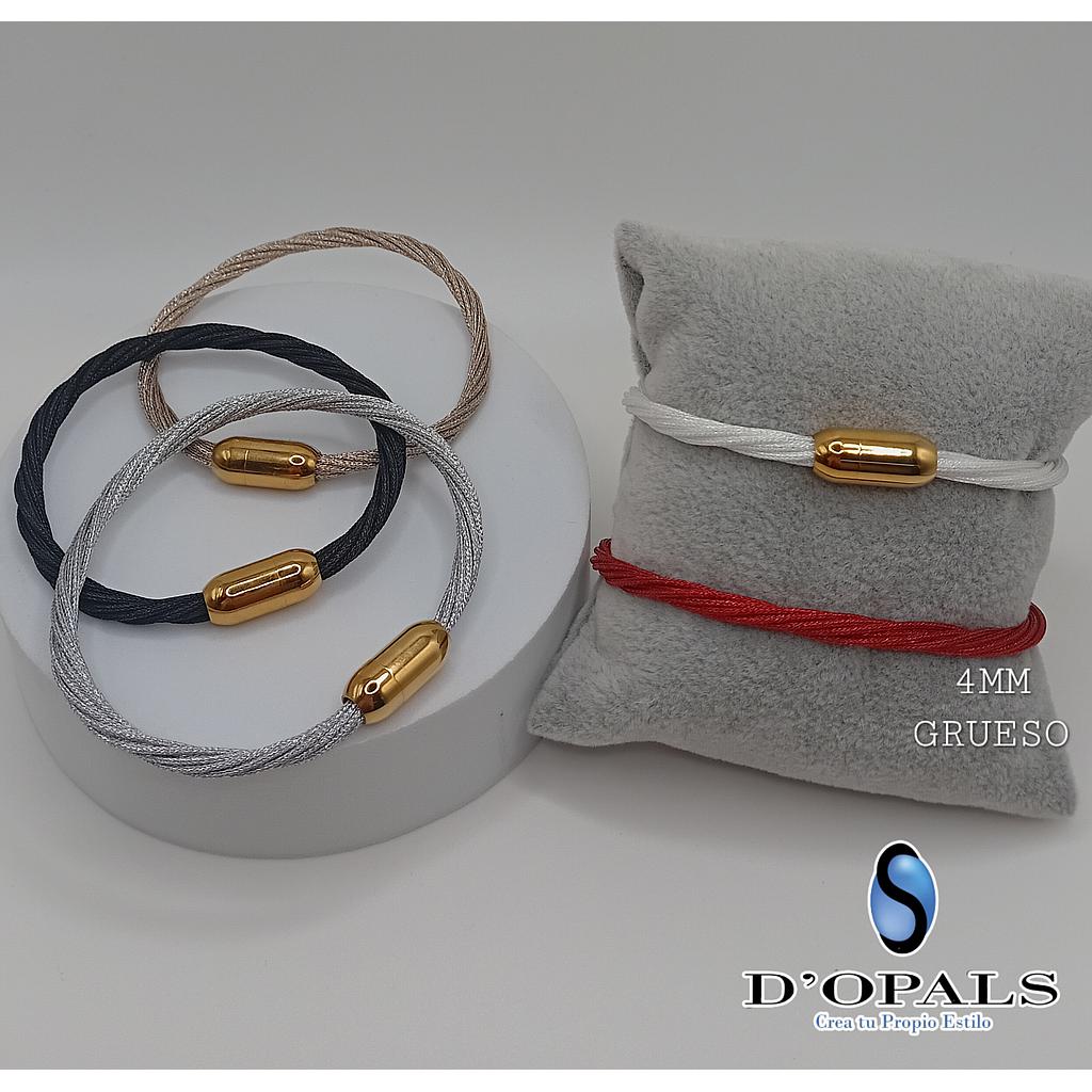 BRAZALETE DE HILO METALIZADO CON BROCHE DE IMAN ACERO