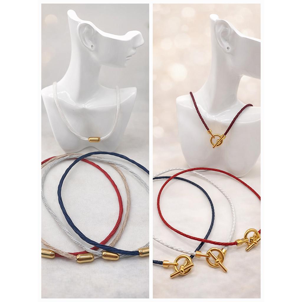 COLLAR DE CORDON CON BROCHE ACERO INOXIDABLE